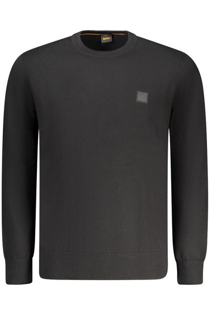 BOSS Strickpullover Herren Langarmshirt Schwarz – Rundhals, Logo, Recycling günstig online kaufen