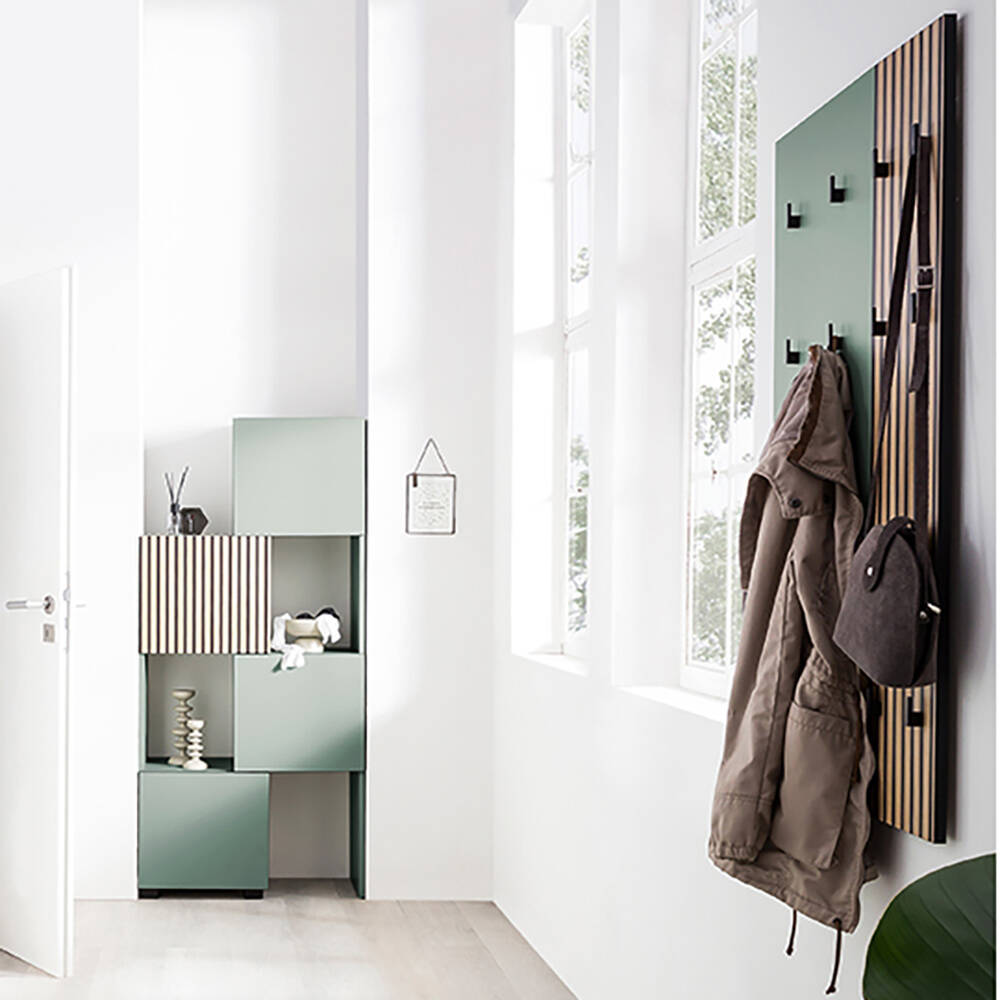 Garderoben Set 2-teilig modern in grün mit Eiche Natur ALTAMURA-80 günstig online kaufen