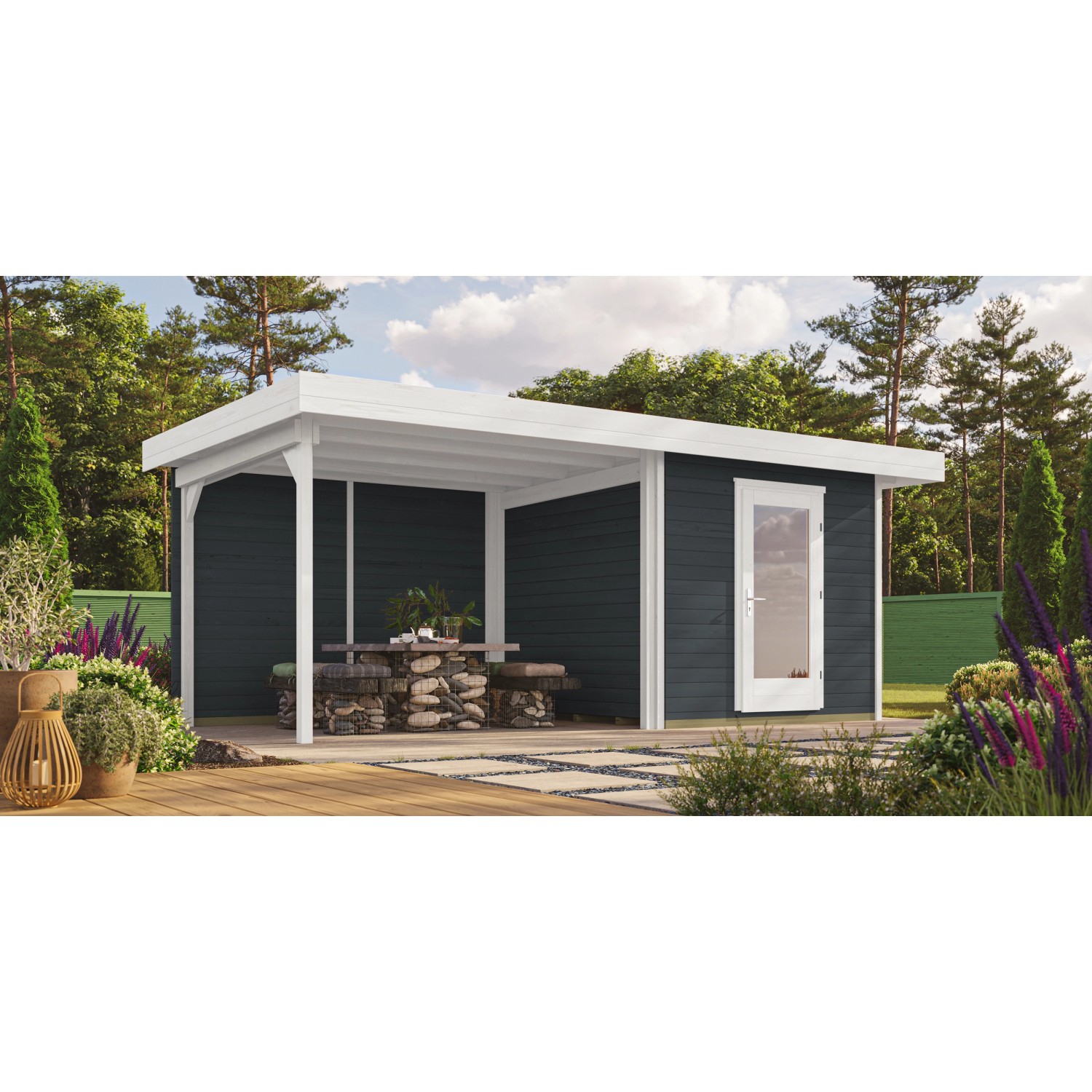 OBI Outdoor Living Holz-Gartenhaus Florenz Flachdach Lasiert 530 cm x 314 c günstig online kaufen