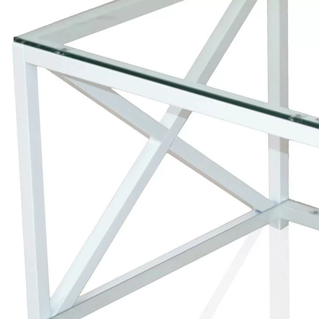 Glas Beistelltisch in Weiß Metall Sicherheitsglas günstig online kaufen