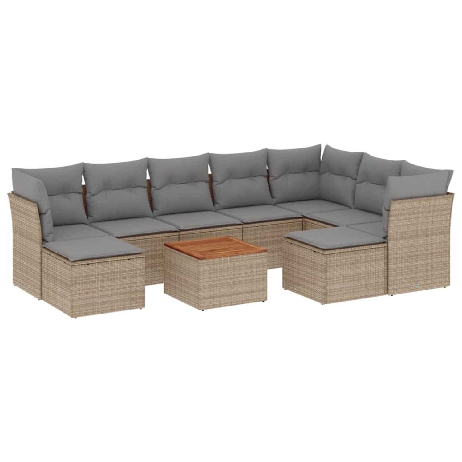 vidaXL 10-Tlg Garten-Sofagarnitur mit Kissen Beige Poly Rattan 3223966 günstig online kaufen