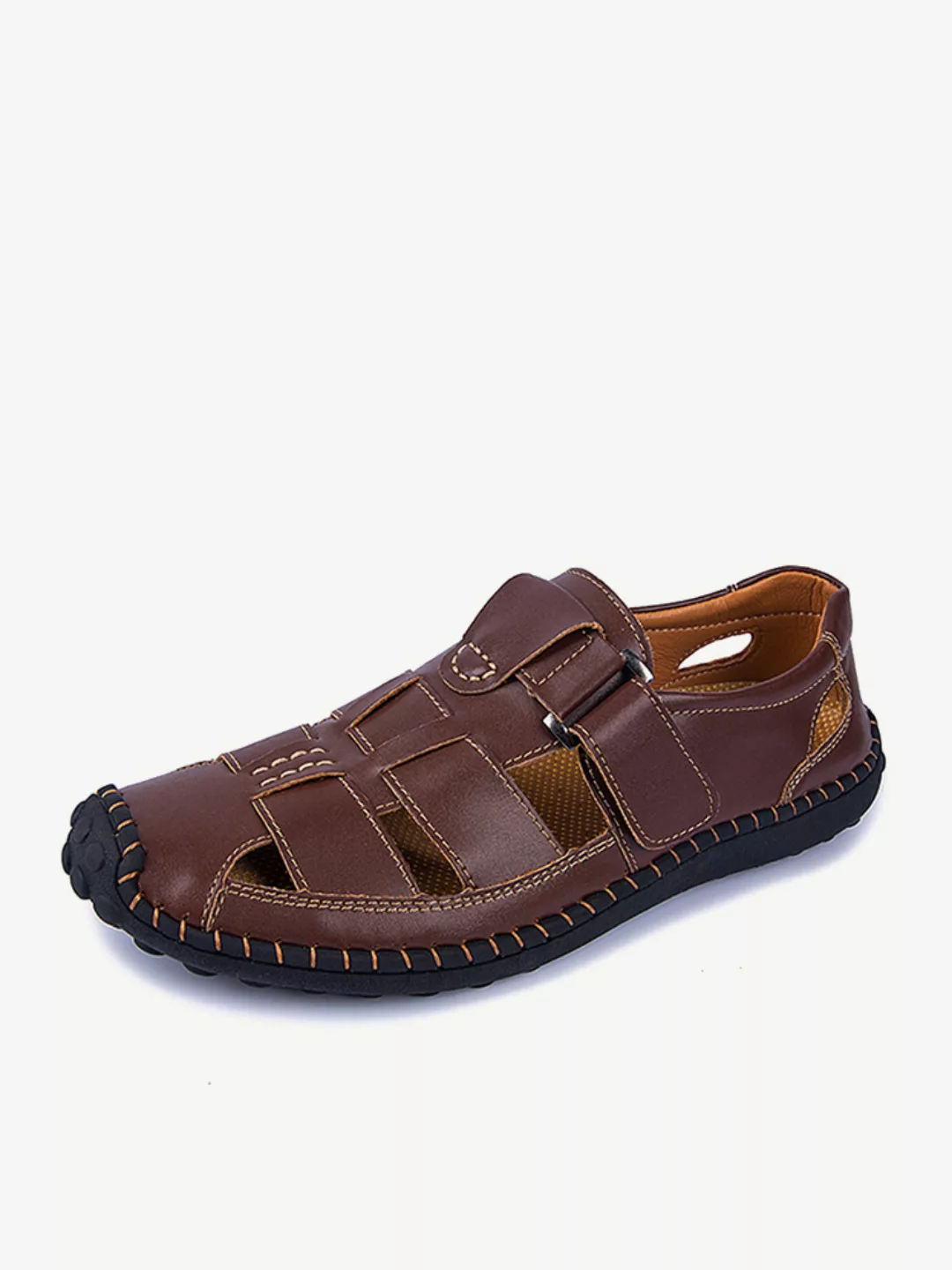 Männer Closed Toe Hand Stitching Leder Fischer Sandalen günstig online kaufen