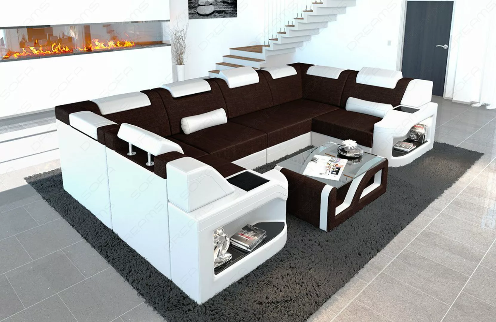Sofa Dreams Wohnlandschaft Design Polster Stoff Sofa Padua U Form H Struktu günstig online kaufen