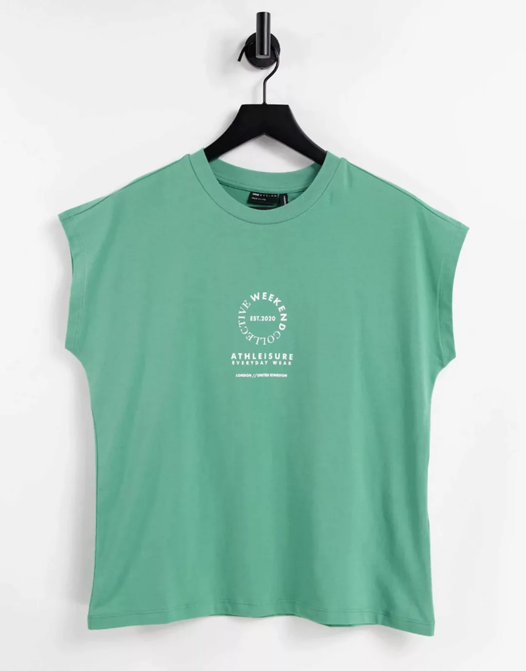 ASOS Weekend Collective – Ärmelloses T-Shirt mit Logo in verwaschenem Khaki günstig online kaufen