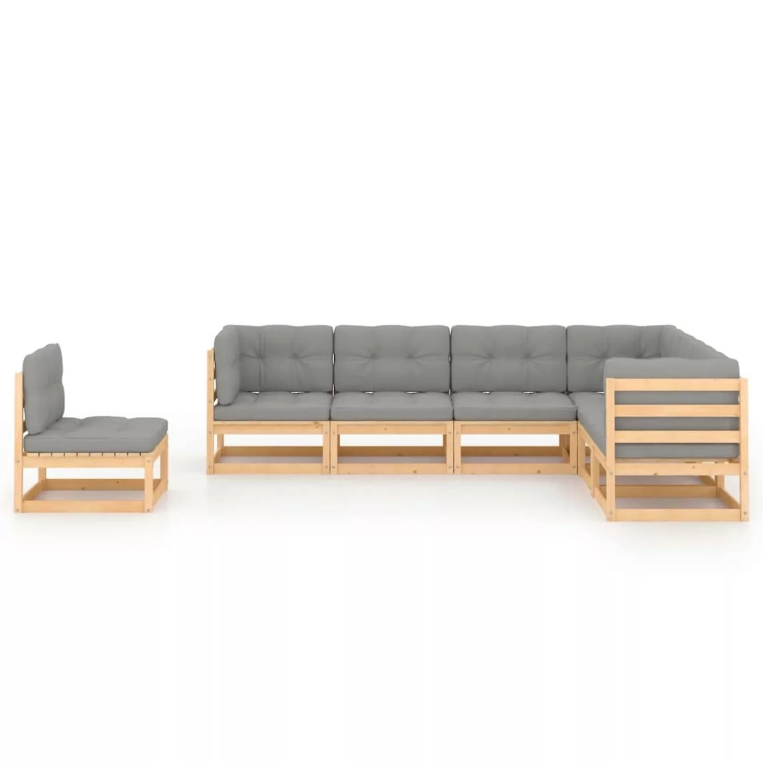 7-tlg. Garten-lounge-set Mit Kissen Kiefer Massivholz günstig online kaufen