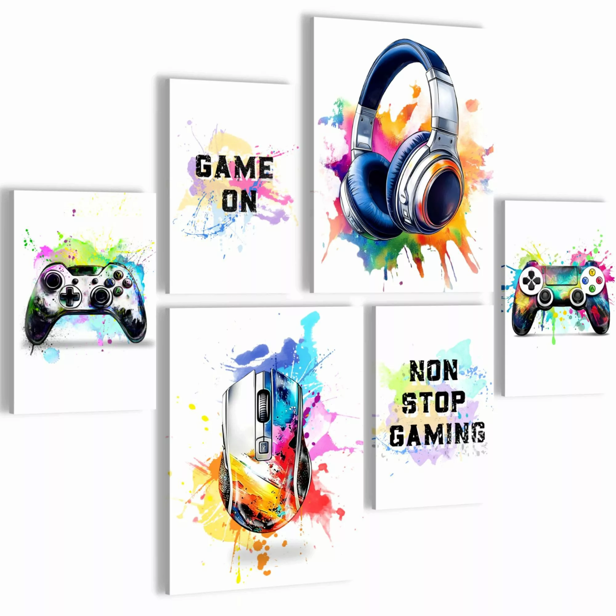 Novart Wandbild Gamer Bunt, Weißer Hintergrund günstig online kaufen