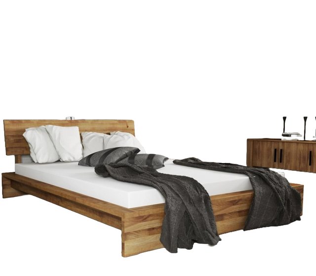 Natur24 Einzelbett Bett Lubic 2 Sonderl. 90x220 Wildeiche Holzkopfteil und günstig online kaufen