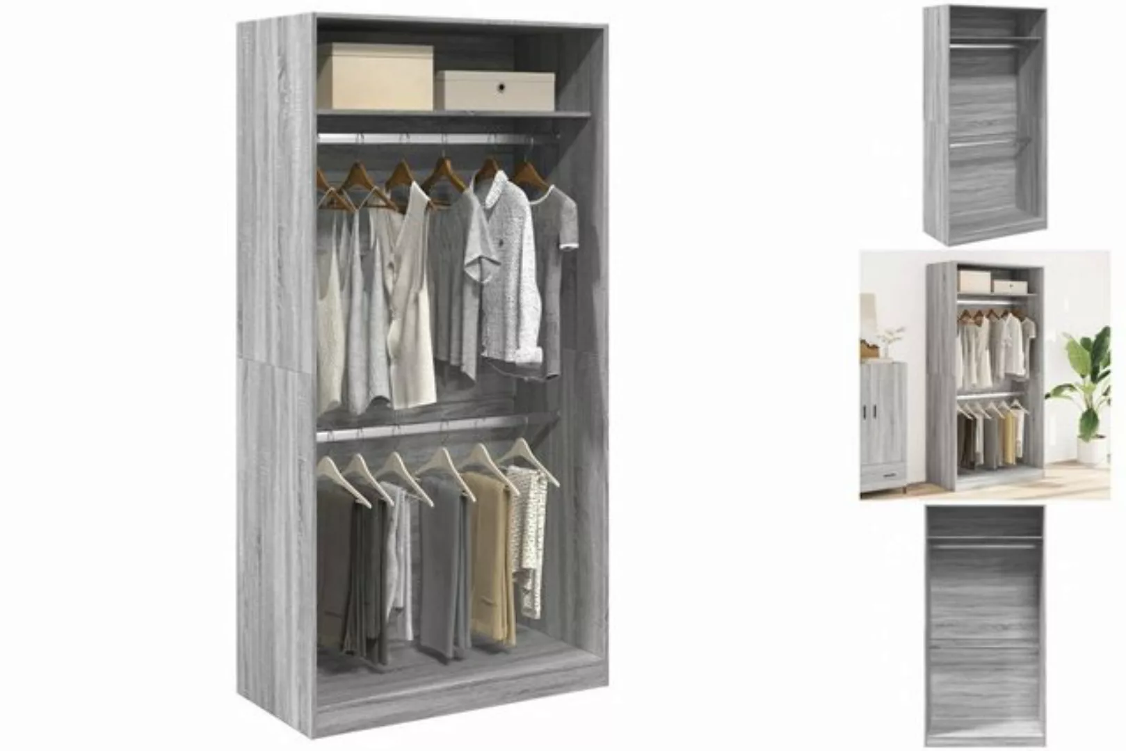 vidaXL Kleiderschrank Kleiderschrank Grau Sonoma 100x50x200 cm Holzwerkstof günstig online kaufen