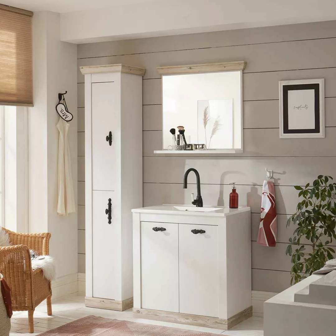 Badezimmermöbelset inklusive Spiegel Waschbecken (dreiteilig) günstig online kaufen