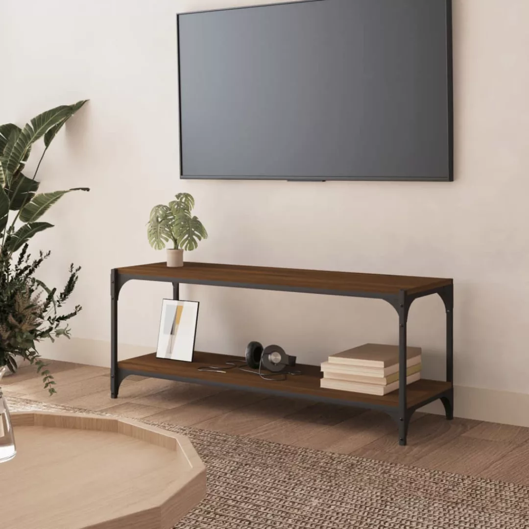 Vidaxl Tv-schrank Braun Eichen-optik 100x33x41 Cm Holzwerkstoff Stahl günstig online kaufen