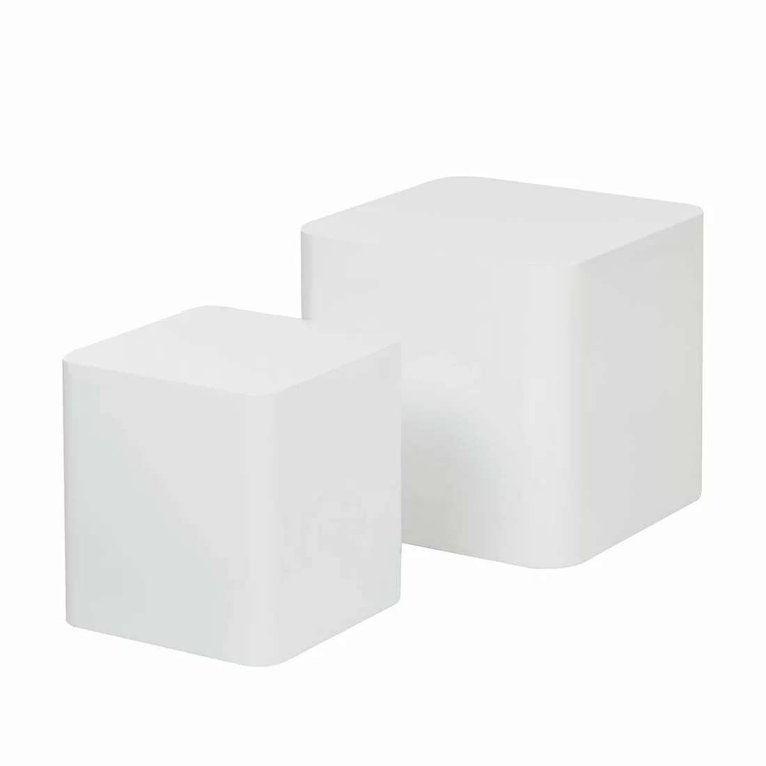 home24 Fredriks Beistelltisch Square 2er-Set MDF Hochglanz Weiß Modern 40x3 günstig online kaufen