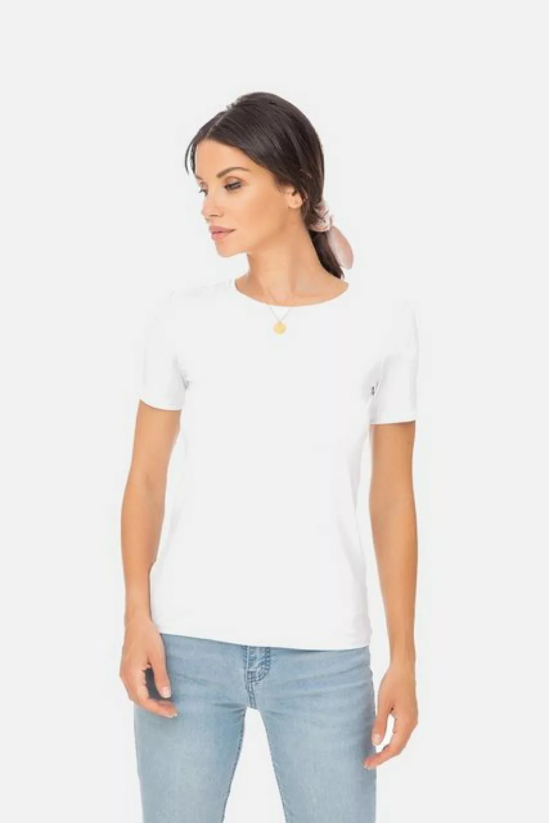 Evoni T-Shirt Kurzarm Rundhals Baumwolle Basic Shirt günstig online kaufen