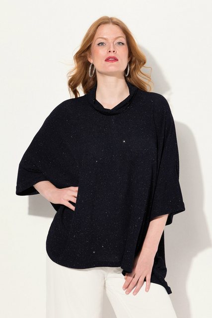 Ulla Popken T-Shirt Shirt oversized Glitzer-Effekt Rollkragen Halbarm günstig online kaufen