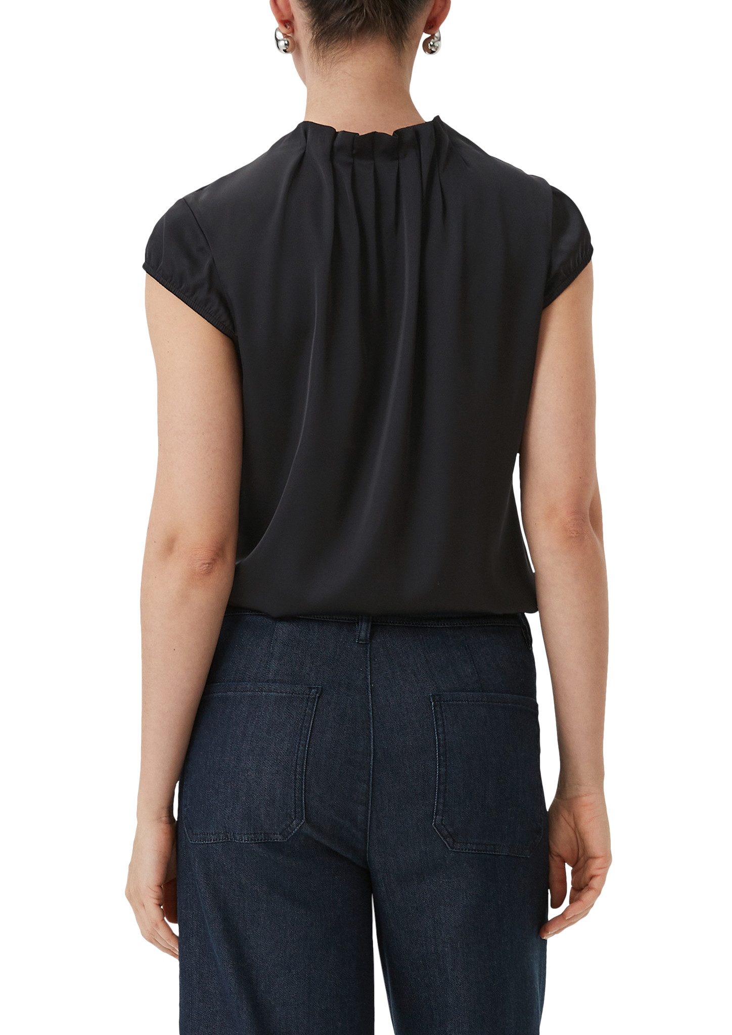 Comma Satinbluse mit Raffung am Hals günstig online kaufen