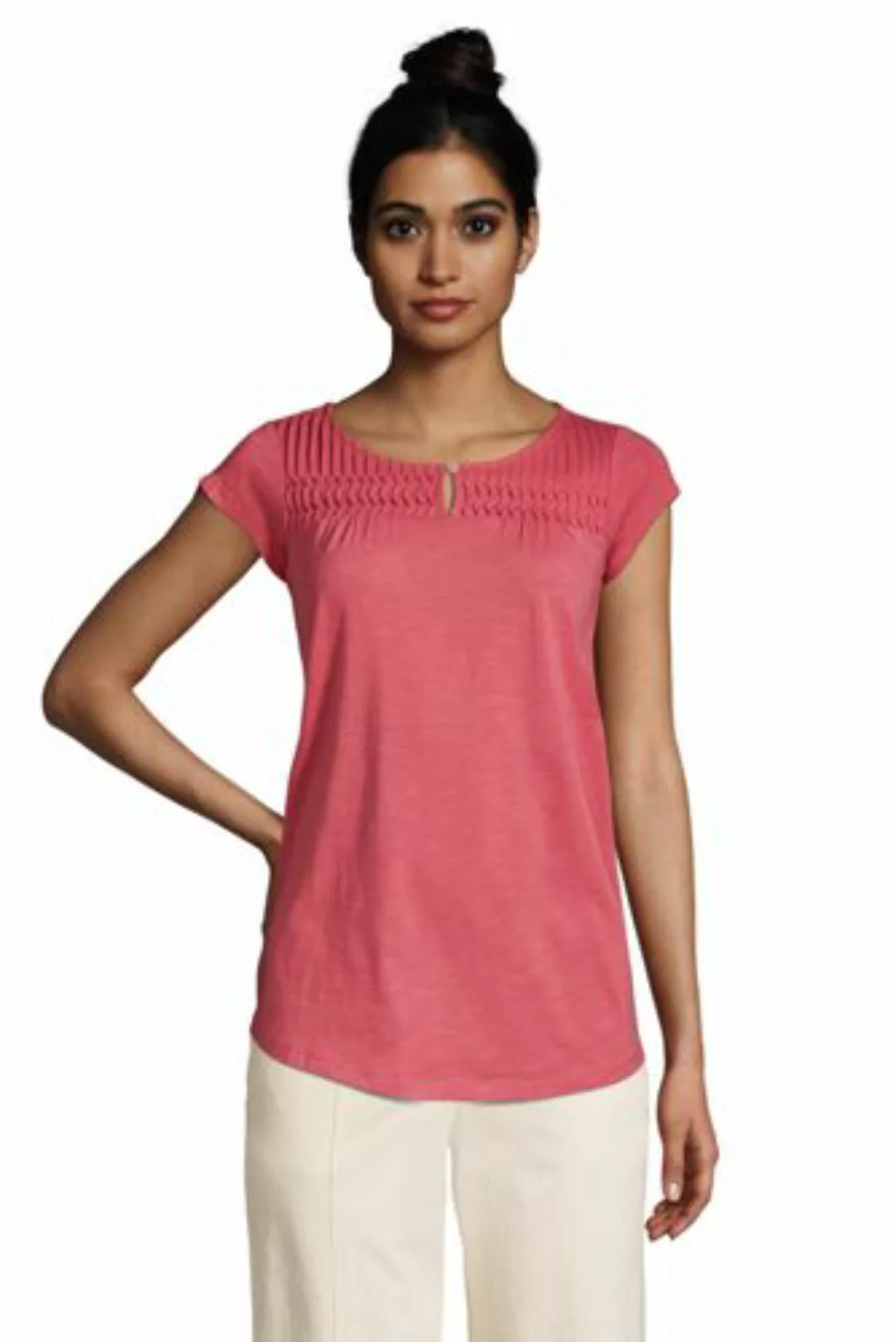 Shirt mit Biesen, Damen, Größe: L Normal, Rot, Baumwolle Modal, by Lands' E günstig online kaufen