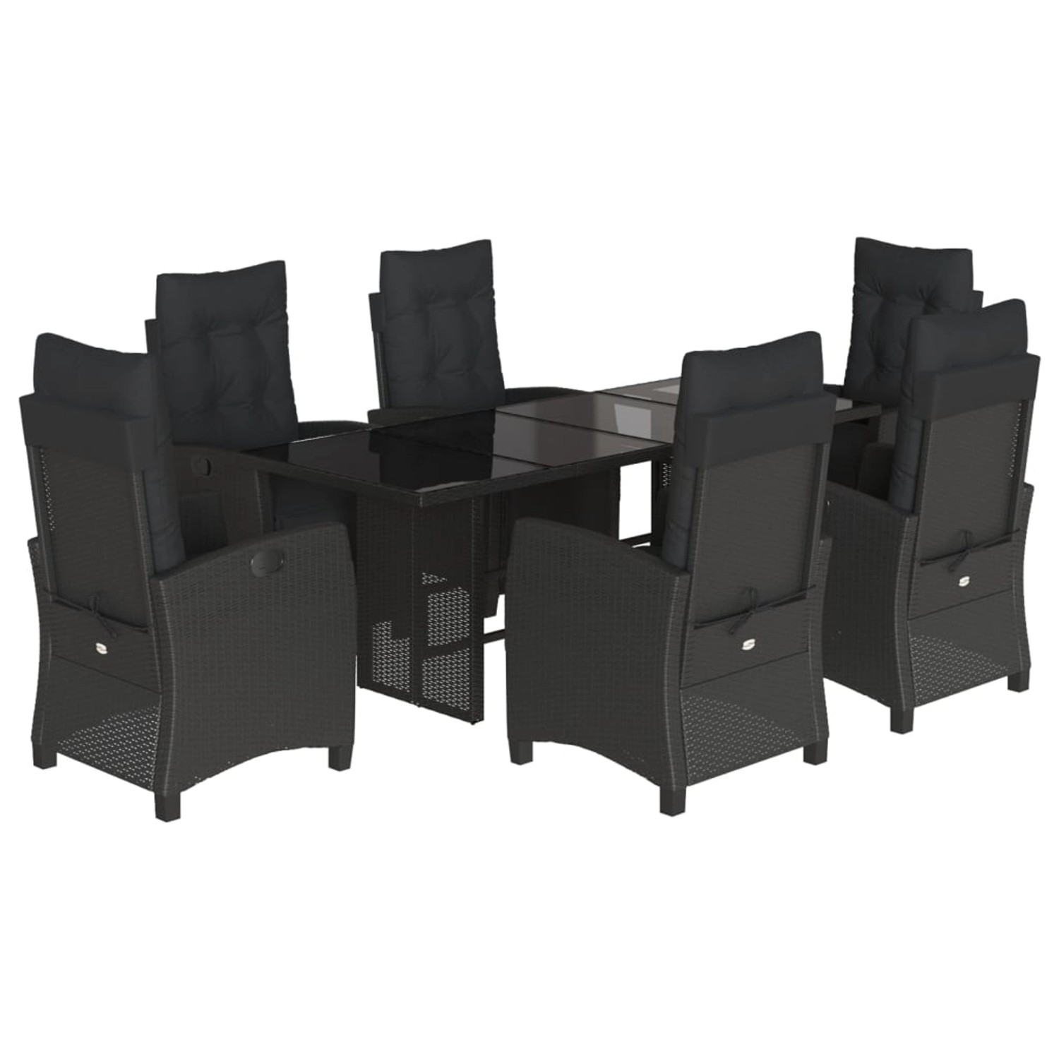 vidaXL 7-Tlg Garten-Essgruppe mit Kissen Schwarz Poly Rattan 3212920 günstig online kaufen