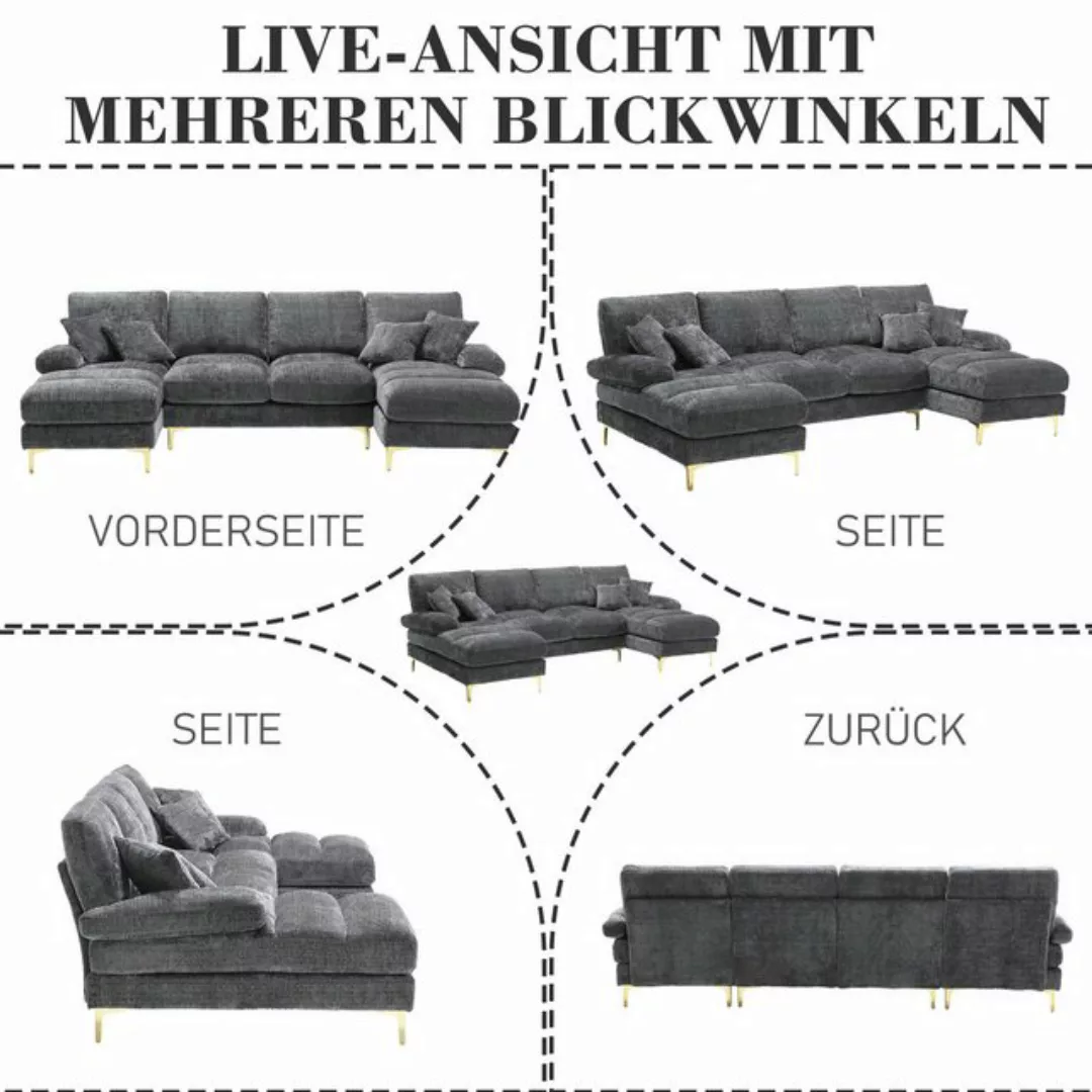 KoDise Sofa modulares Ecksofa Schlafsofa , Chenillestoff, mit Fußstütze&Pol günstig online kaufen