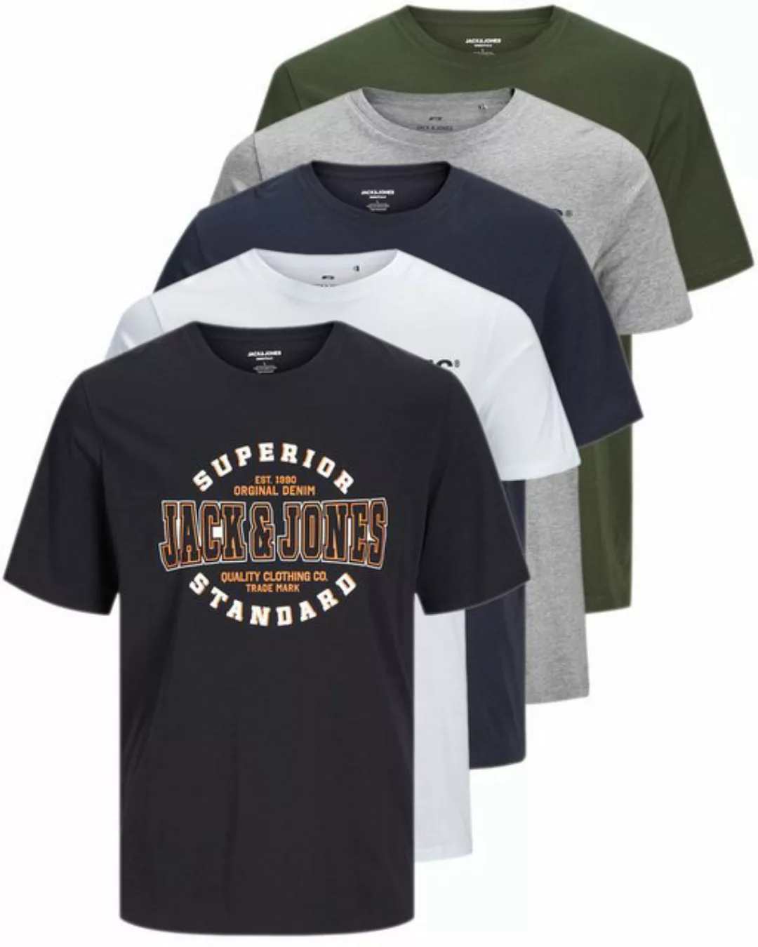 Jack & Jones Print-Shirt Bedrucktes T-Shirt aus Baumwolle (5er-Pack) günstig online kaufen