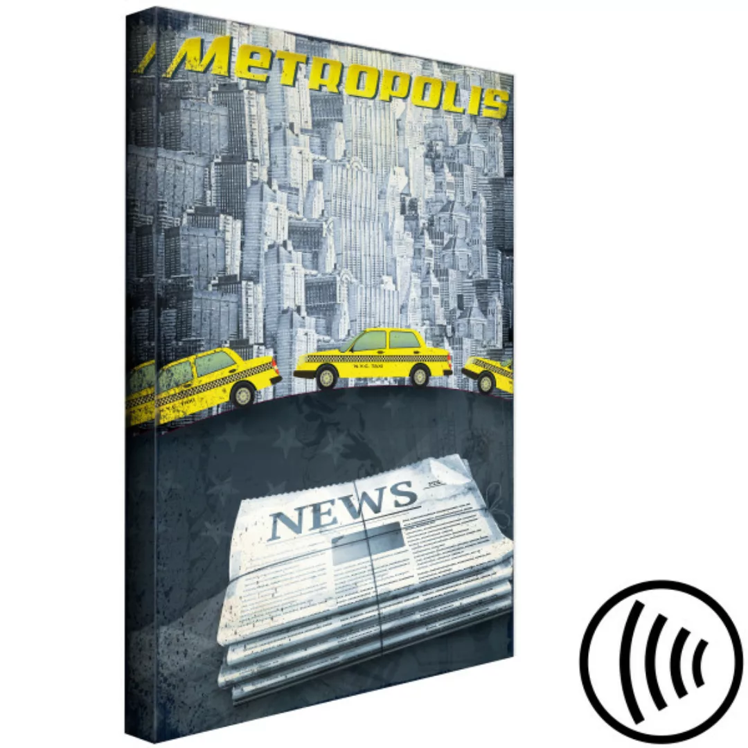 Leinwandbild Comic New York - Motiv mit gelben Taxis, Wolkenkratzern und Ze günstig online kaufen