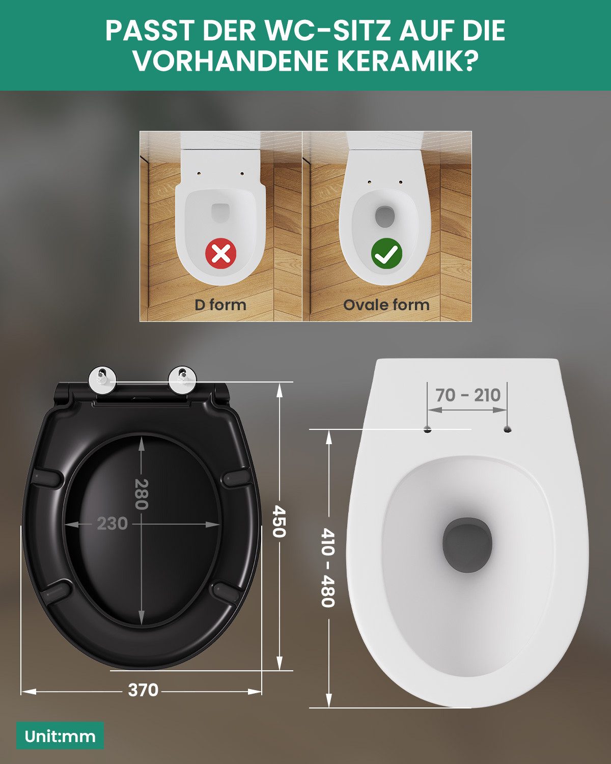 CECIPA MAX WC-Sitz Schwarz Duroplast Toilettensitz günstig online kaufen