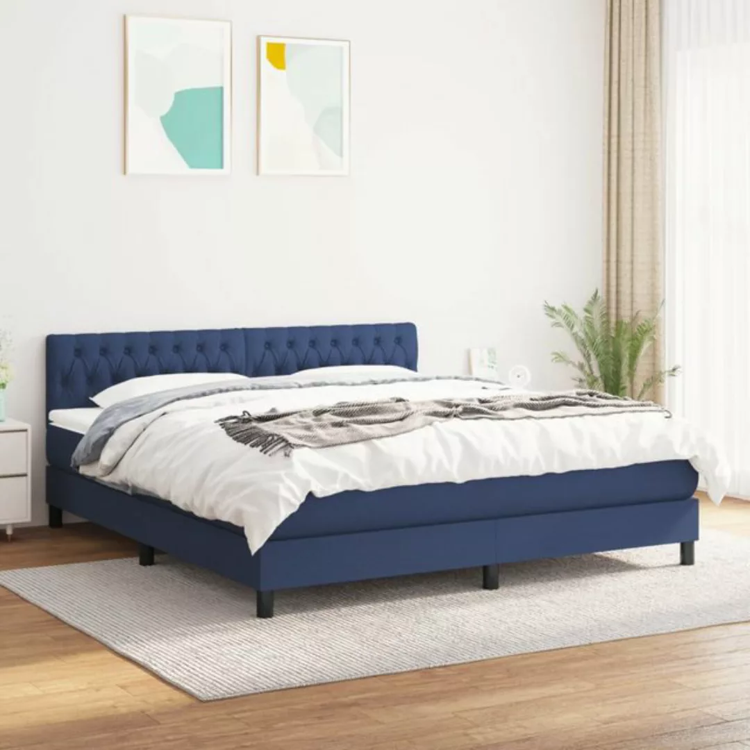 vidaXL Boxspringbett Boxspringbett mit Matratze Blau 180x200 cm Stoff Bett günstig online kaufen