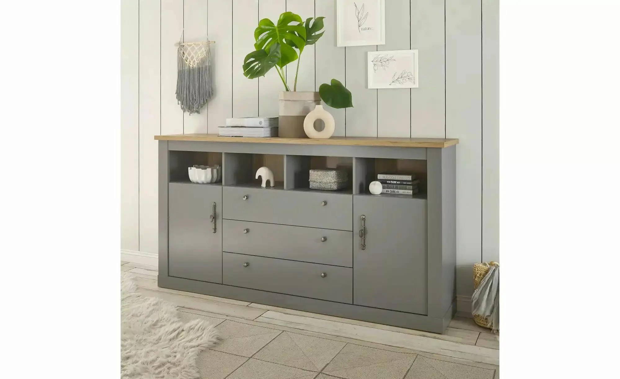 Sideboard  Claira ¦ grau ¦ Maße (cm): B: 200 H: 44 Kommoden & Sideboards > günstig online kaufen