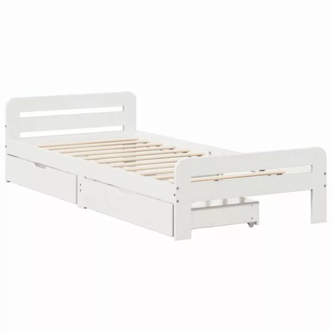 vidaXL Bett Massivholzbett ohne Matratze Weiß 75x190 cm Kiefernholz günstig online kaufen