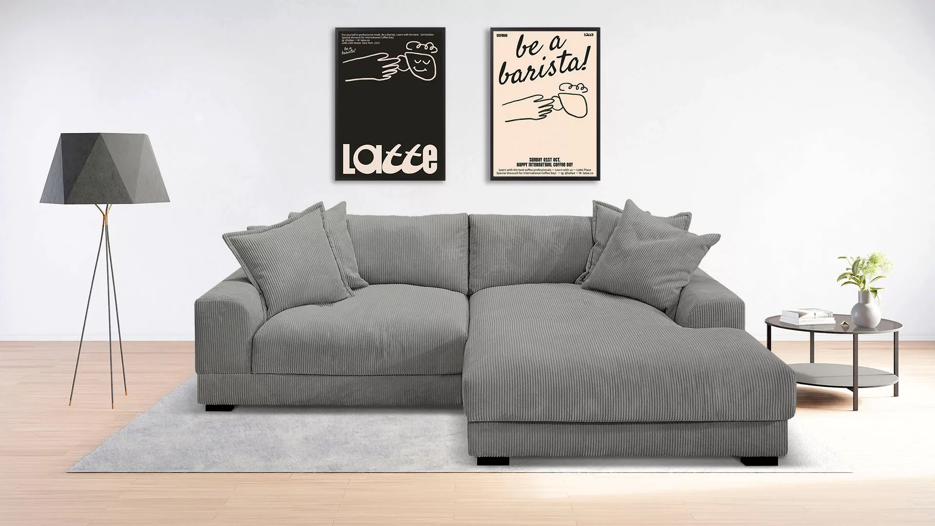 TRENDMANUFAKTUR Ecksofa »Zinal, aktuelles Design, mit 4 Zierkissen,«, mit e günstig online kaufen