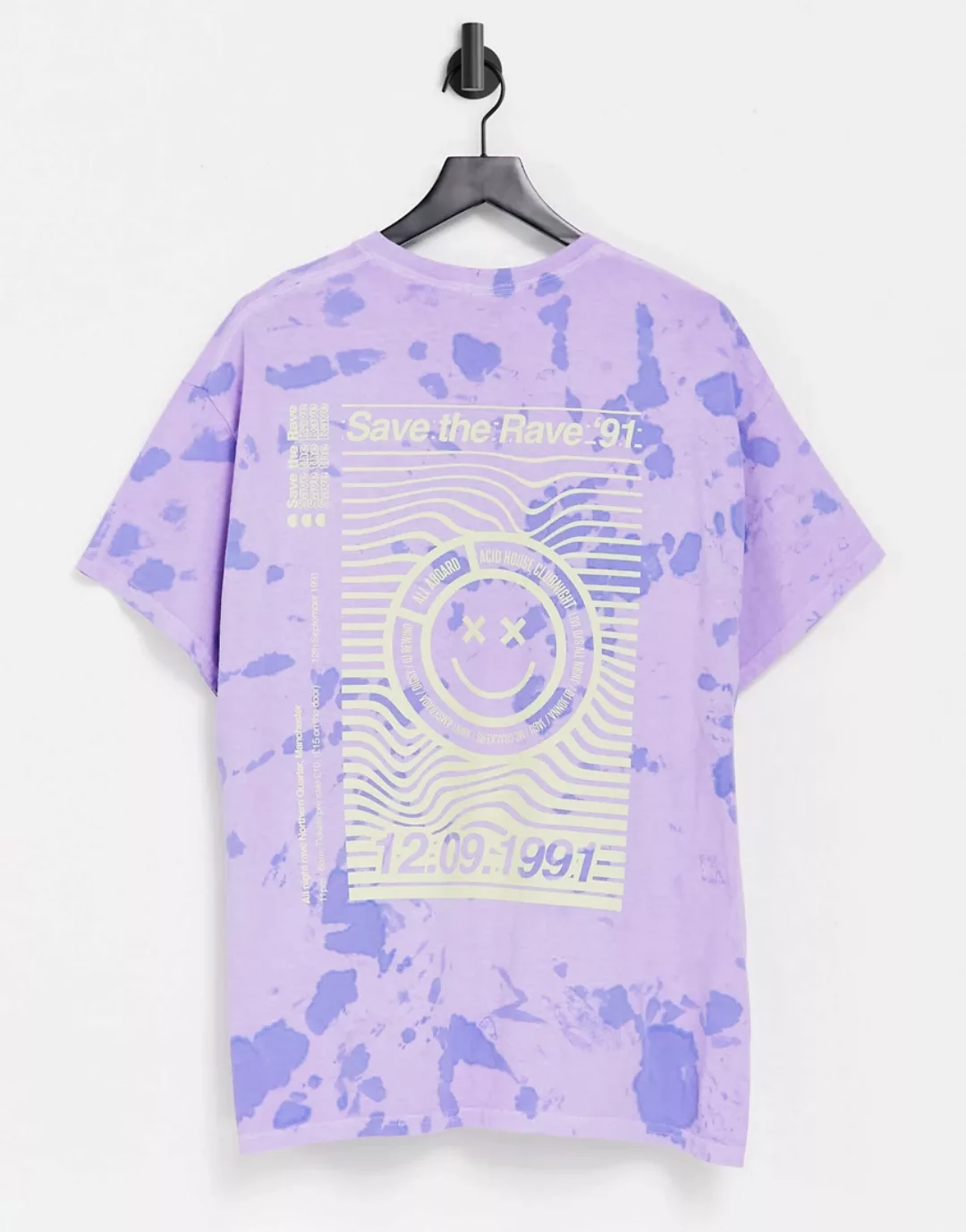 Topman – Oversize-T-Shirt mit Batikmuster und „Save the Rave“-Print auf der günstig online kaufen
