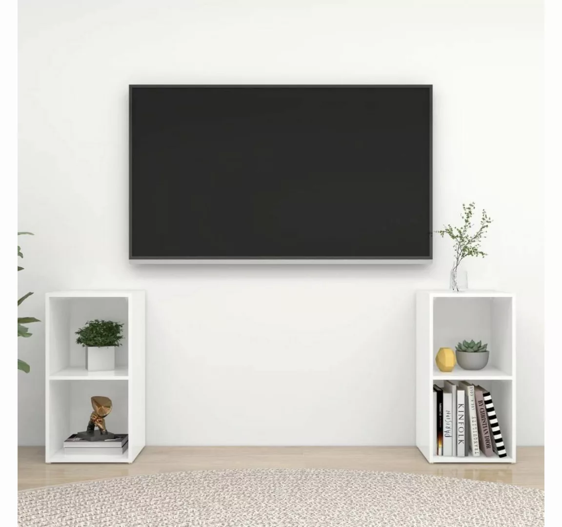 vidaXL TV-Schrank TV-Schränke 2 Stk Hochglanz-Weiß 72x35x36,5 cm Spanplatte günstig online kaufen
