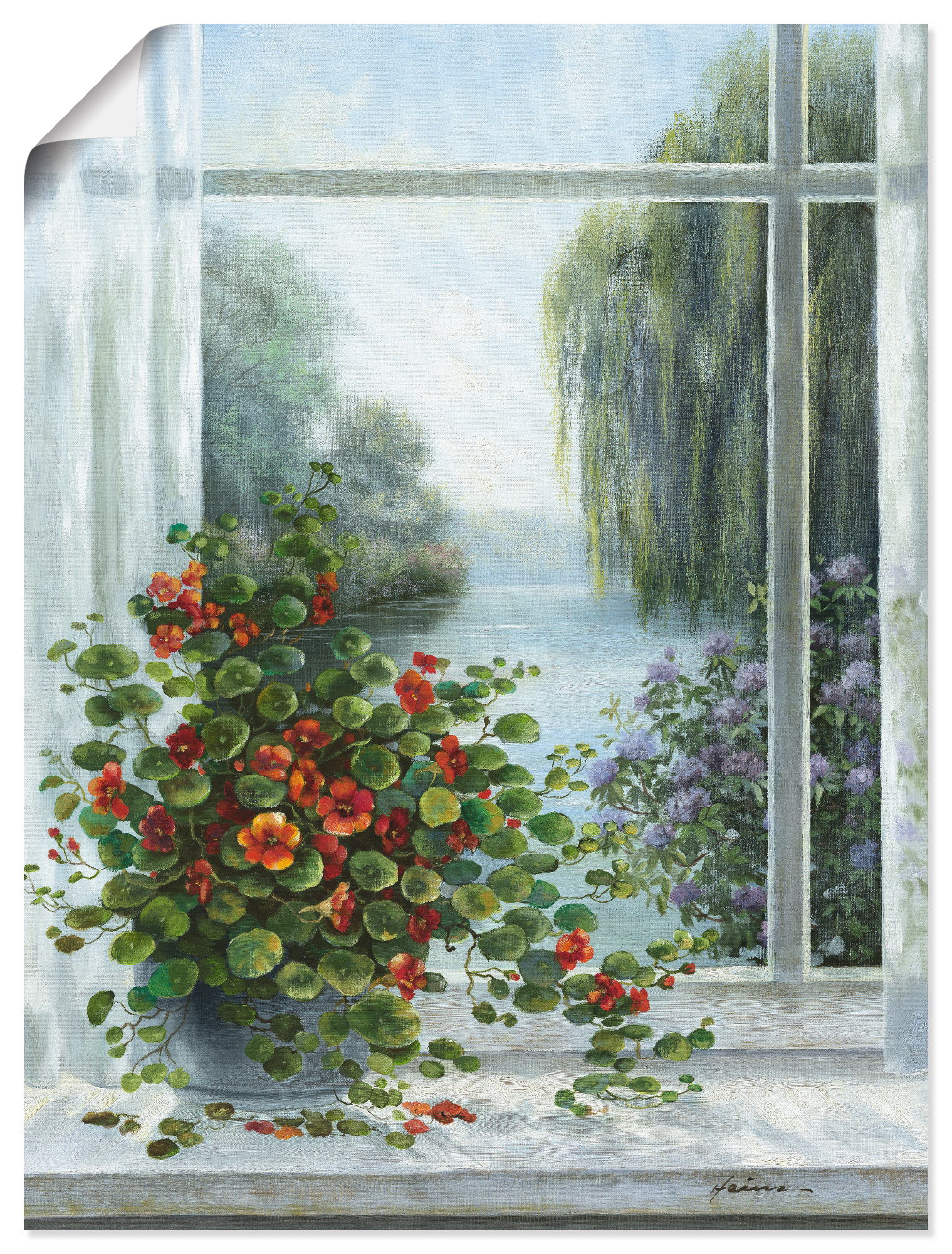 Artland Wandbild "Kapuzinerkresse am Fenster", Arrangements, (1 St.), als L günstig online kaufen