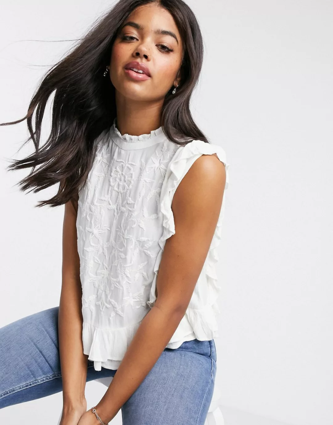 Brave Soul – Alexis – Weiße Bluse mit geknöpfter Front günstig online kaufen