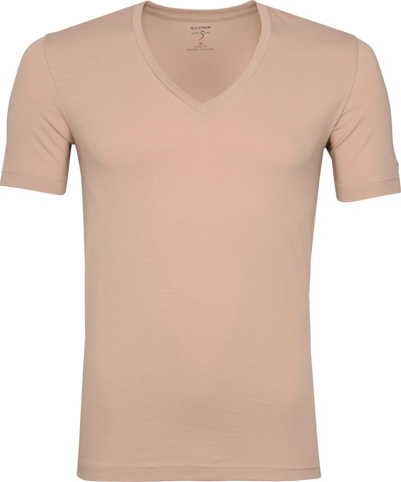 OLYMP Level Five Unterziehshirt/ T-Shirt in Caramel mit V-Hals & - Größe XX günstig online kaufen