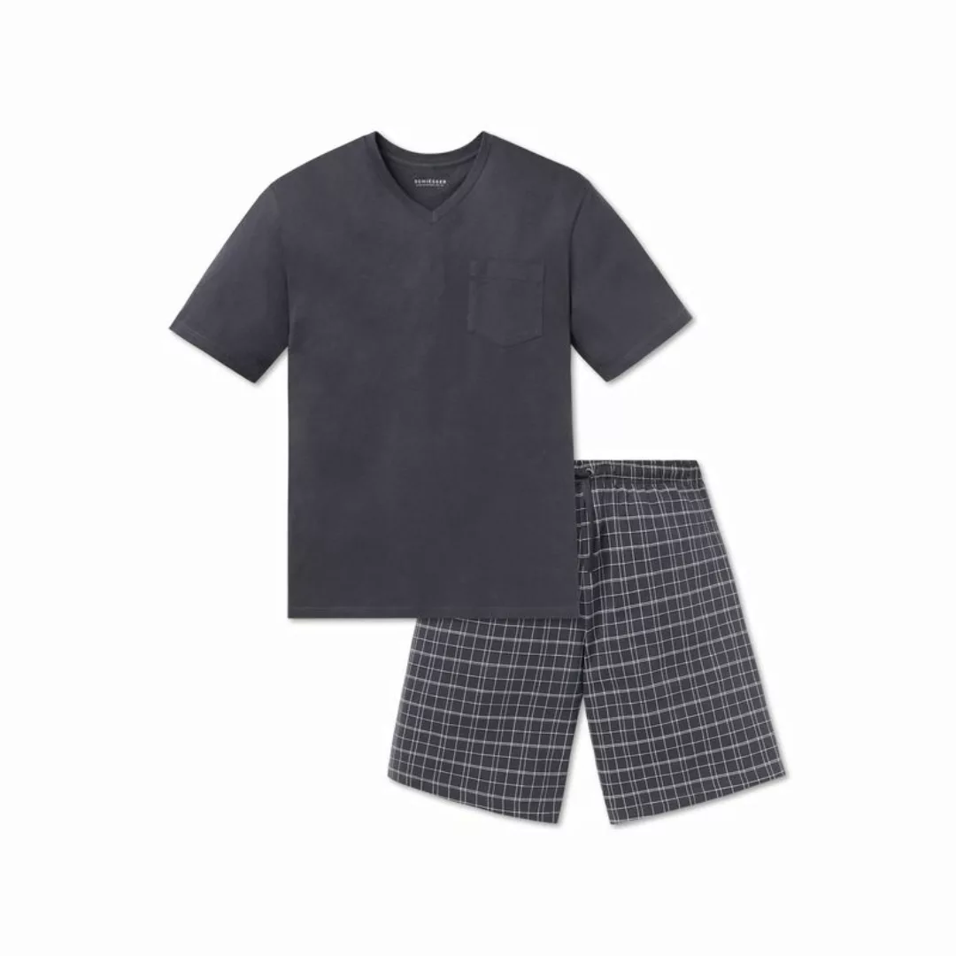 SCHIESSER Herren Schlafanzug Set - 2-tlg., Shorty, kurz, V-Ausschnitt, uni/ günstig online kaufen