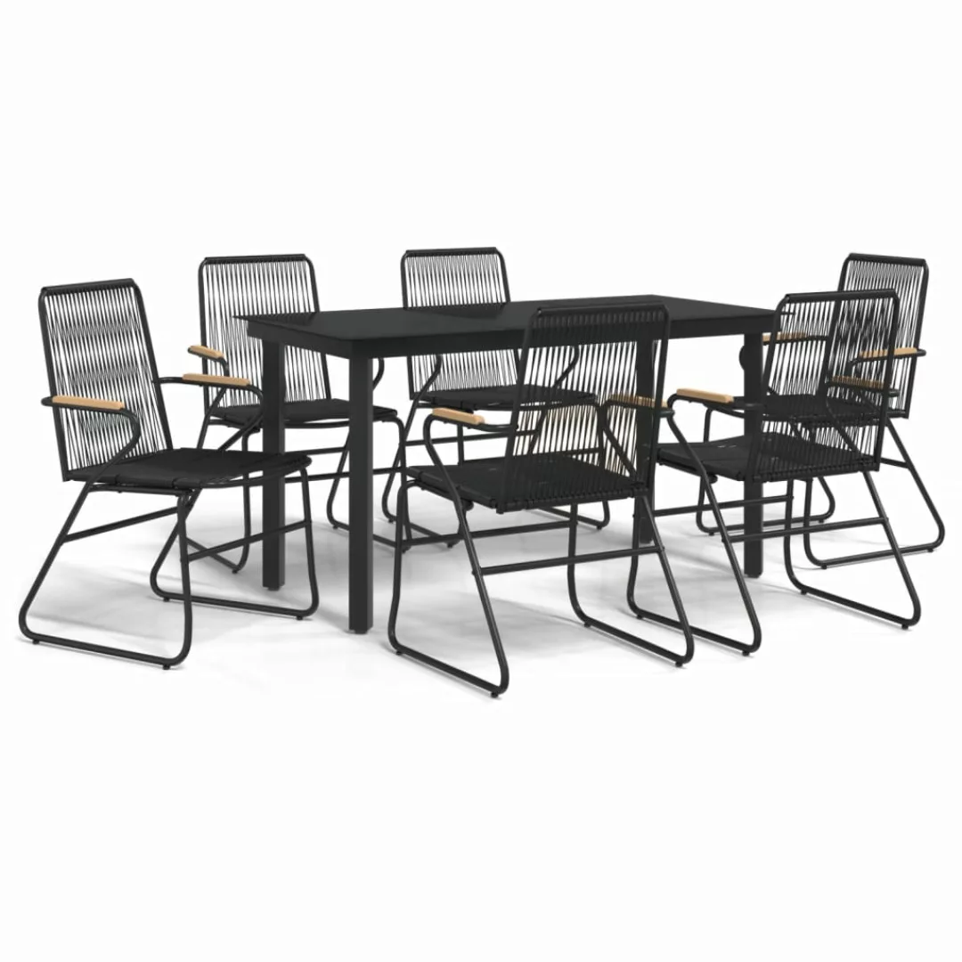 Vidaxl 7-tlg. Garten-essgruppe Schwarz Pvc-rattan günstig online kaufen