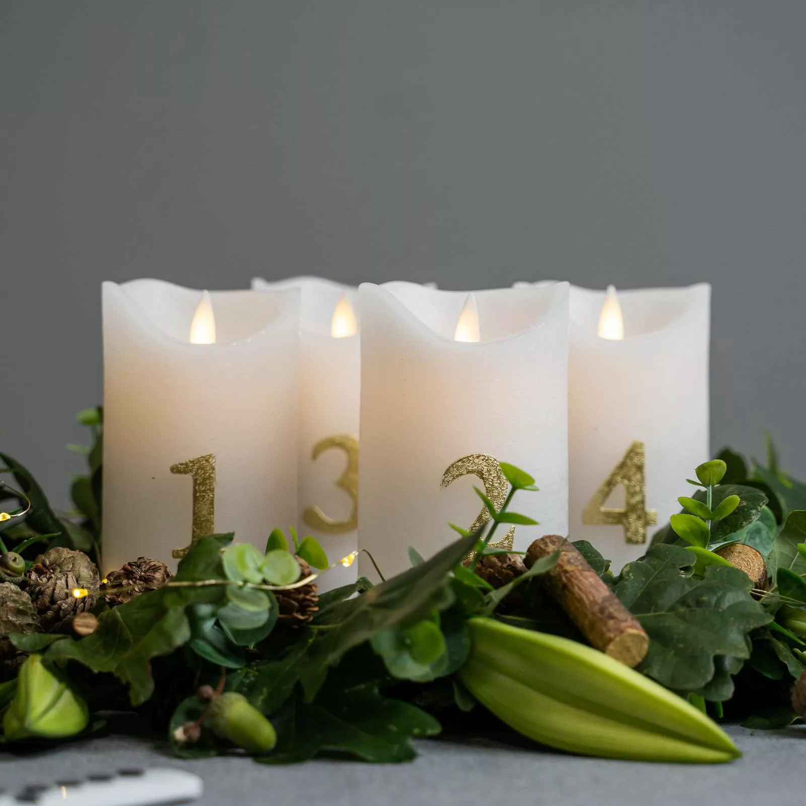 LED-Kerze Sara Advent 4er Höhe 12,5cm weiß/gold günstig online kaufen