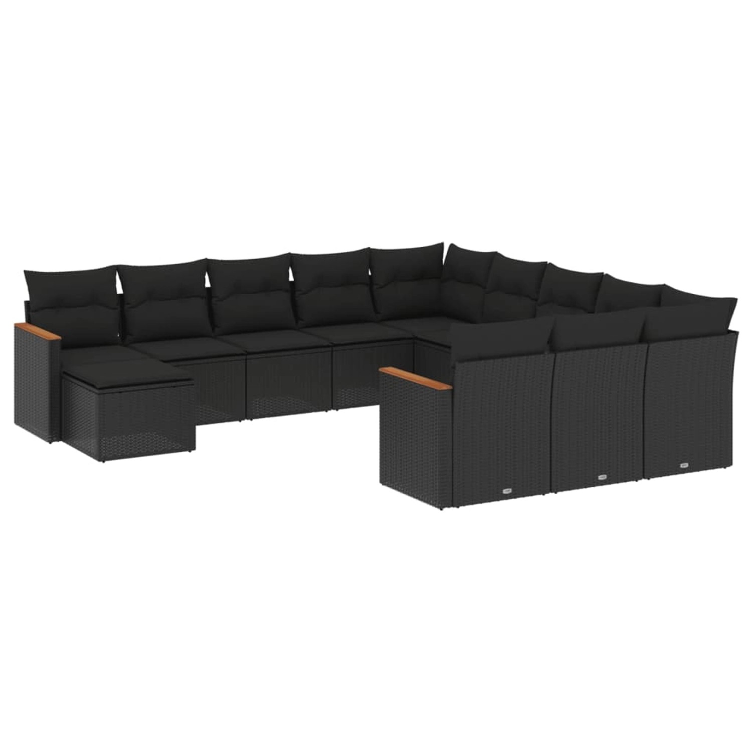 vidaXL 12-tlg Garten-Sofagarnitur mit Kissen Schwarz Poly Rattan Modell 59 günstig online kaufen