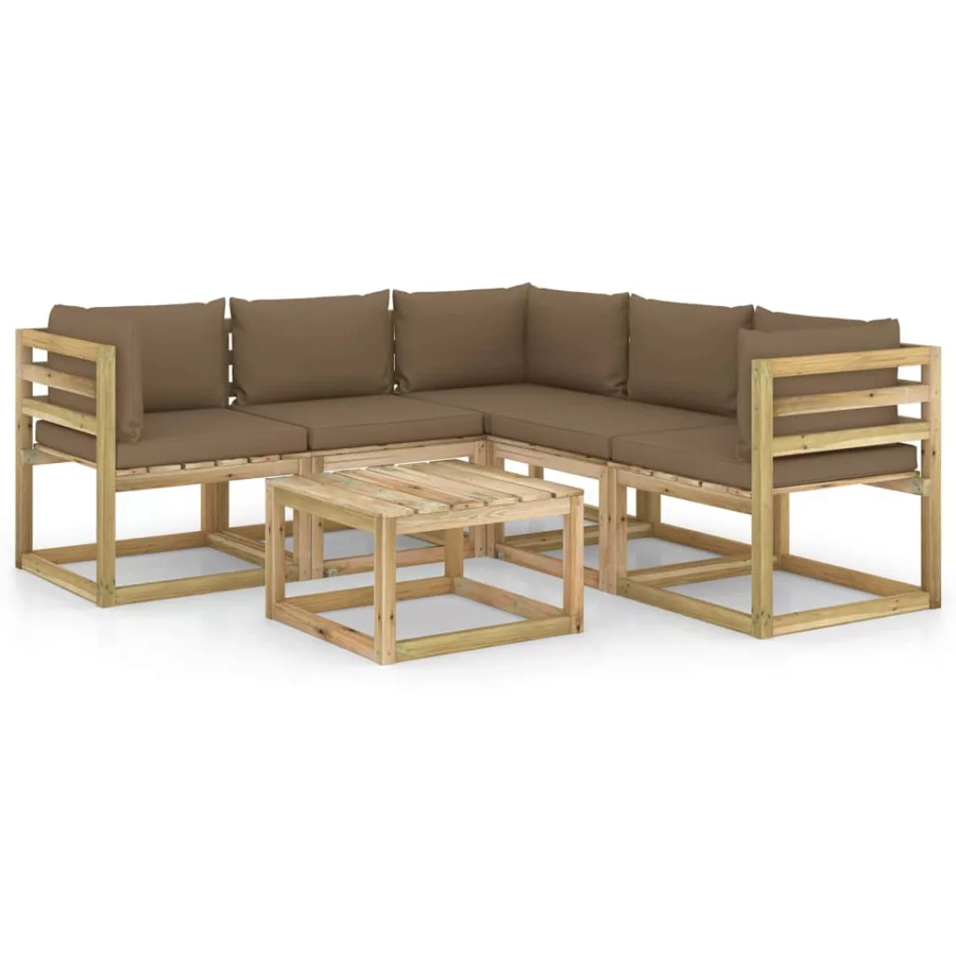 6-tlg. Garten-lounge-set Mit Taupe Kissen günstig online kaufen