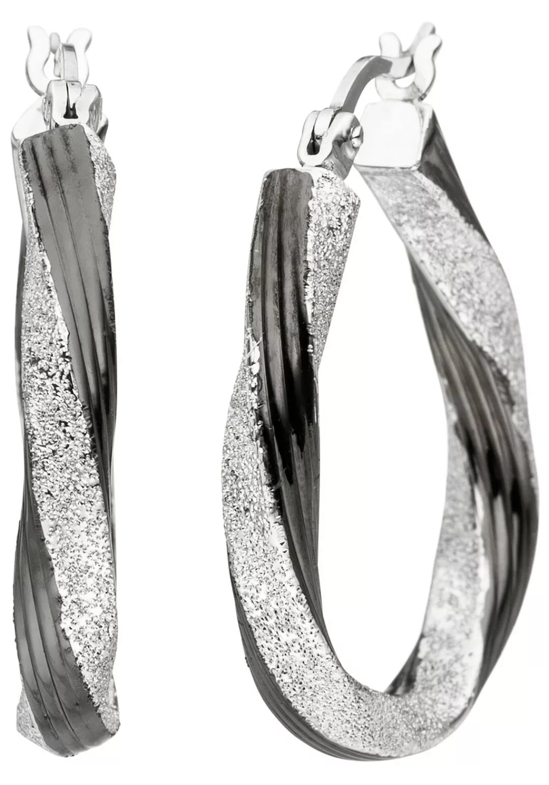 JOBO Paar Creolen, oval 925 Silber schwarz bicolor günstig online kaufen