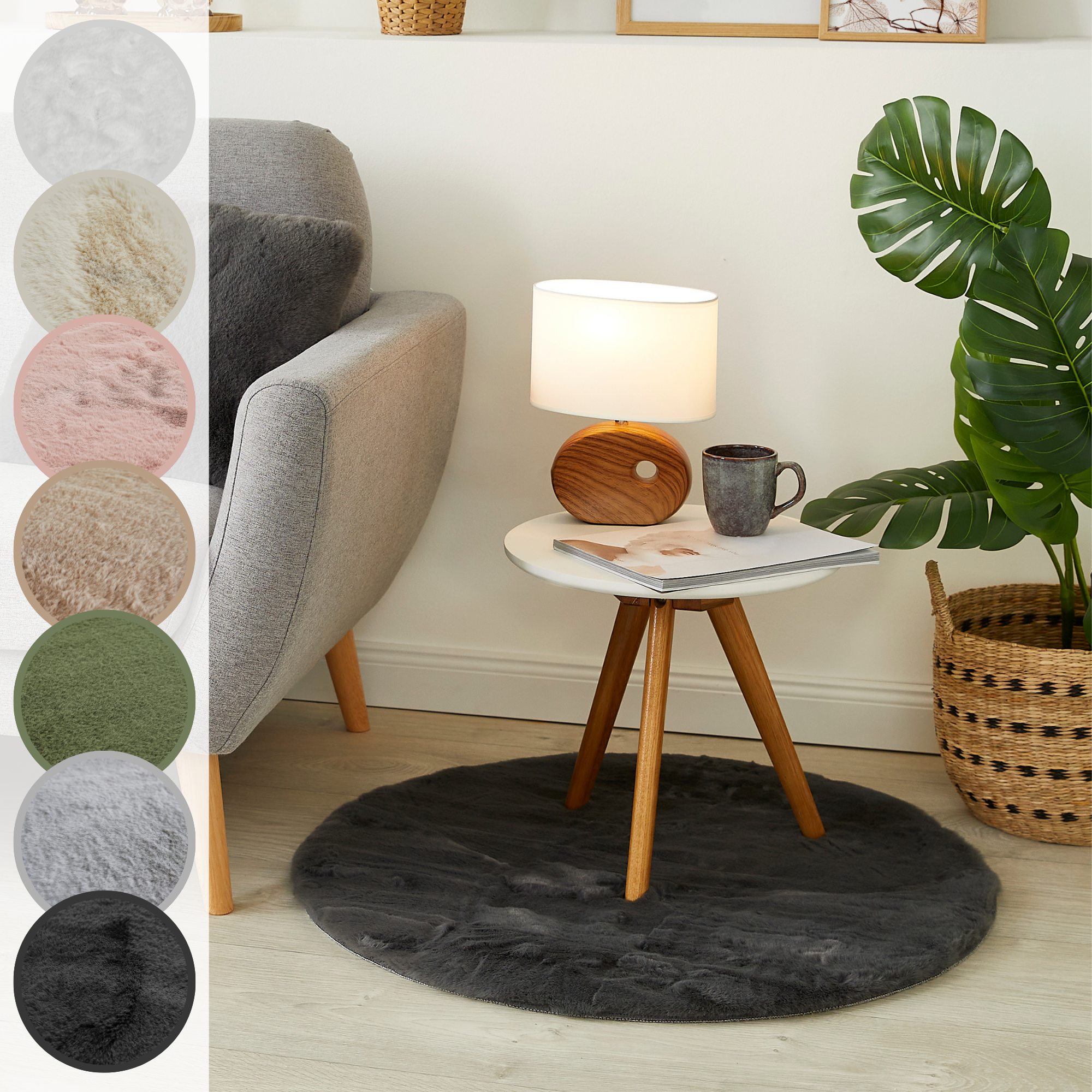 LUXOR living Fellteppich »Novara«, rund, 30 mm Höhe, Kunstfell, Kaninchenfe günstig online kaufen