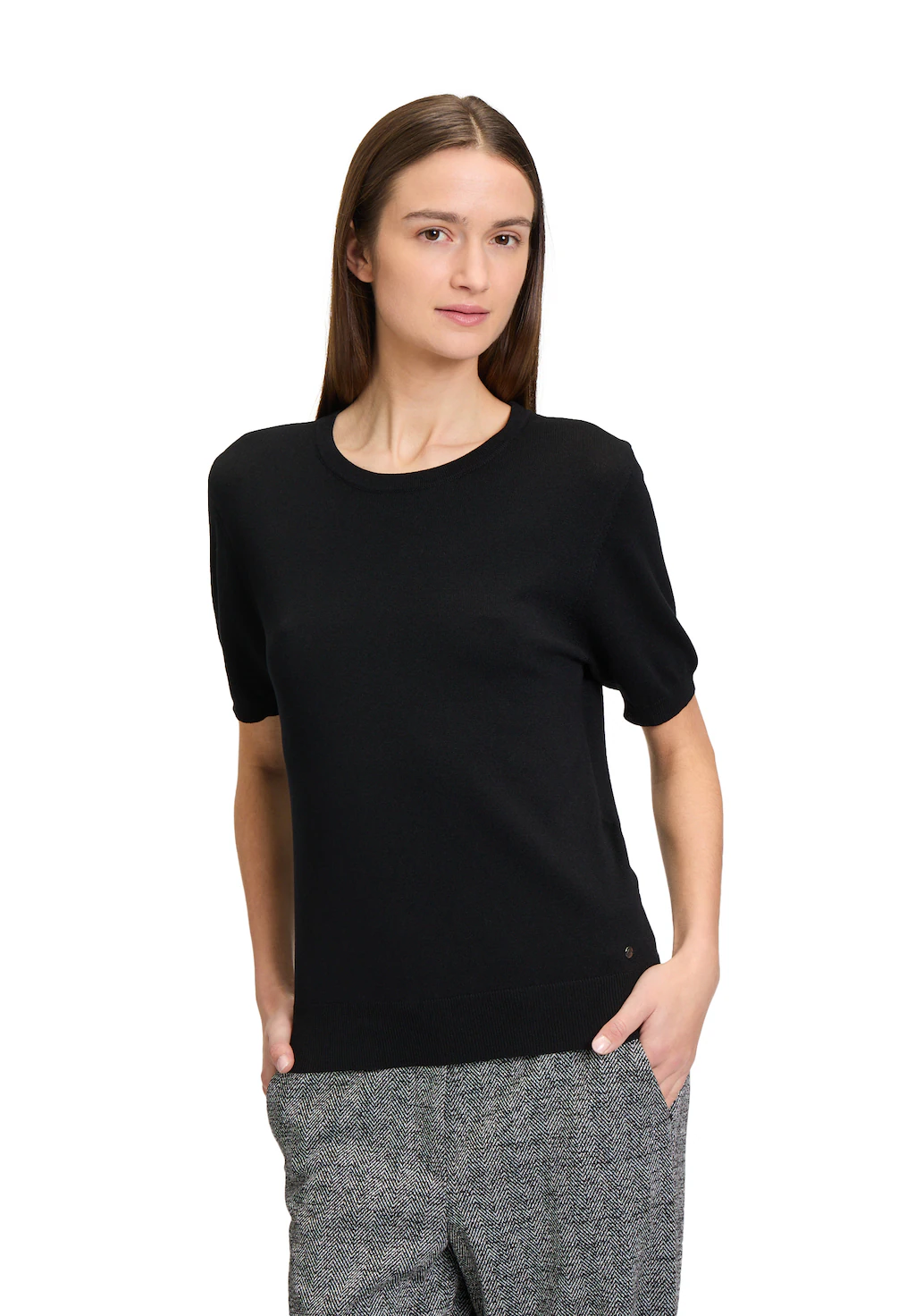 Betty&Co Kurzarmshirt "Betty & Co Damen Feinstrickpullover mit Rundhalsauss günstig online kaufen