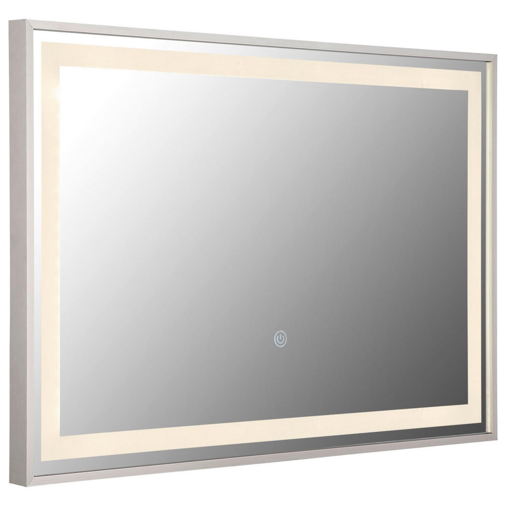 GLOBO LED-Wandspiegel nickel matt Kunststoff Glas Metall B/H/T: ca. 60x40x2 günstig online kaufen