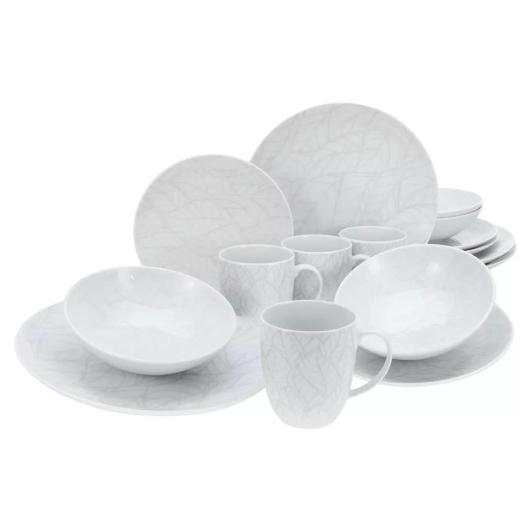 CreaTable Kombiservice Blätter - Serie Home weiß Porzellan 16 tlg. günstig online kaufen