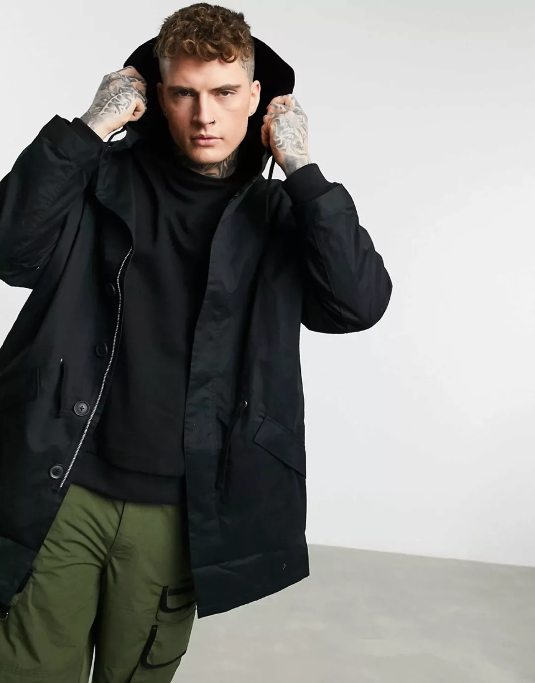 ASOS DESIGN – Leichter Parka in Schwarz günstig online kaufen