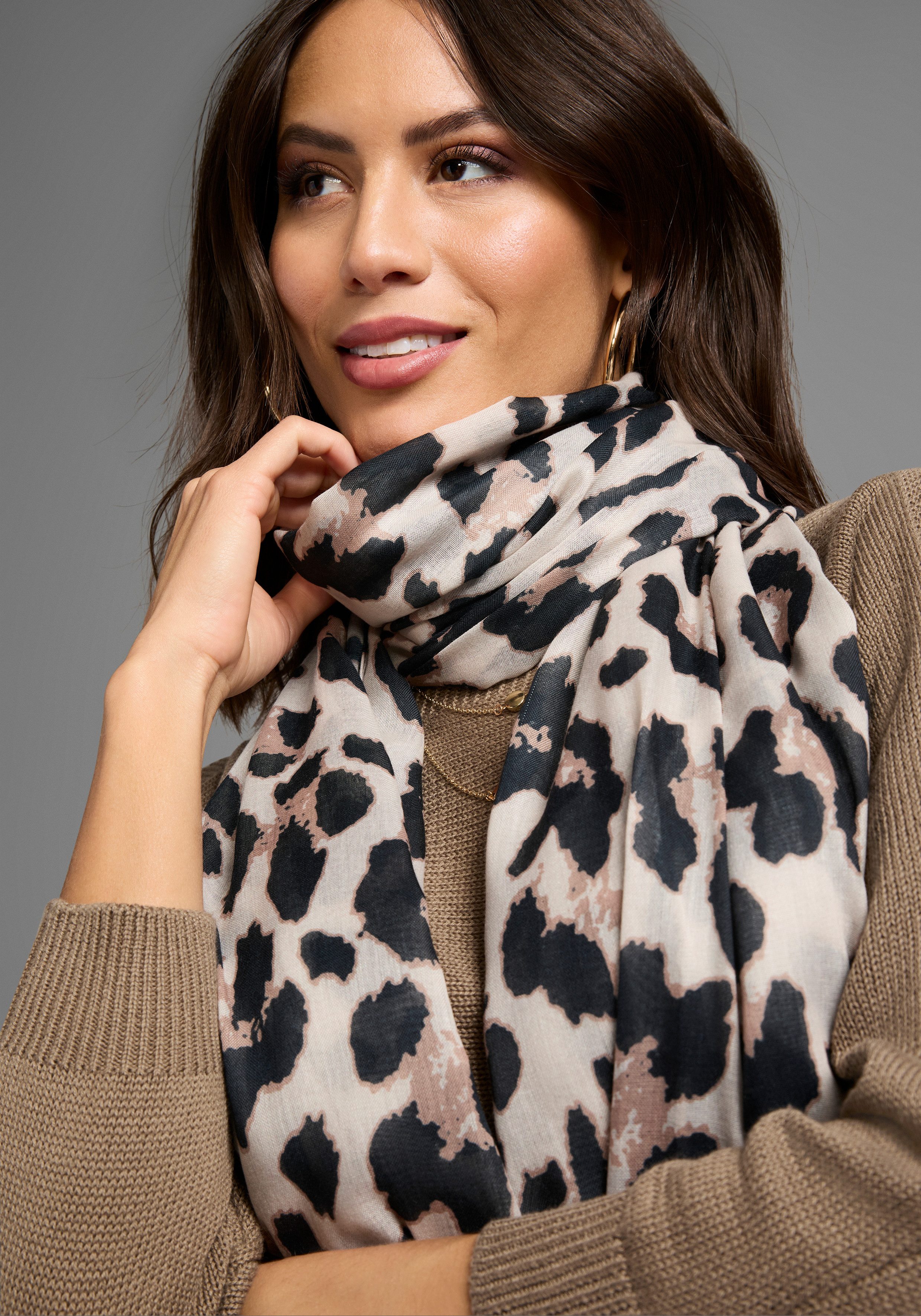 Laura Scott Modetuch, mit trendigem Leopard-Alloverdruck günstig online kaufen