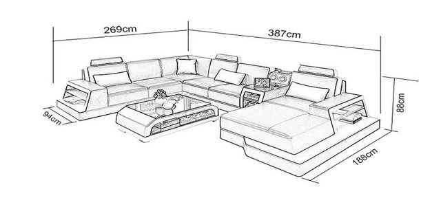 Xlmoebel Ecksofa Wohnlandschaft mit Ecksofa und Tisch im 2-teiligen Design. günstig online kaufen