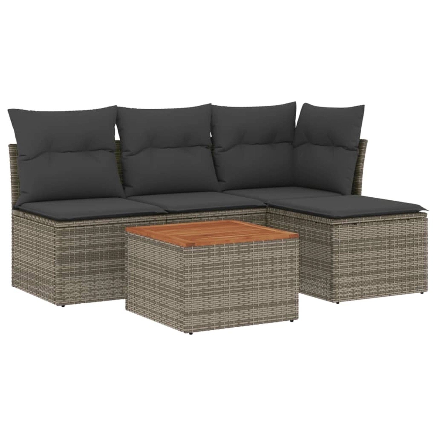 vidaXL 5-tlg Garten-Sofagarnitur mit Kissen Grau Poly Rattan Modell 23 günstig online kaufen