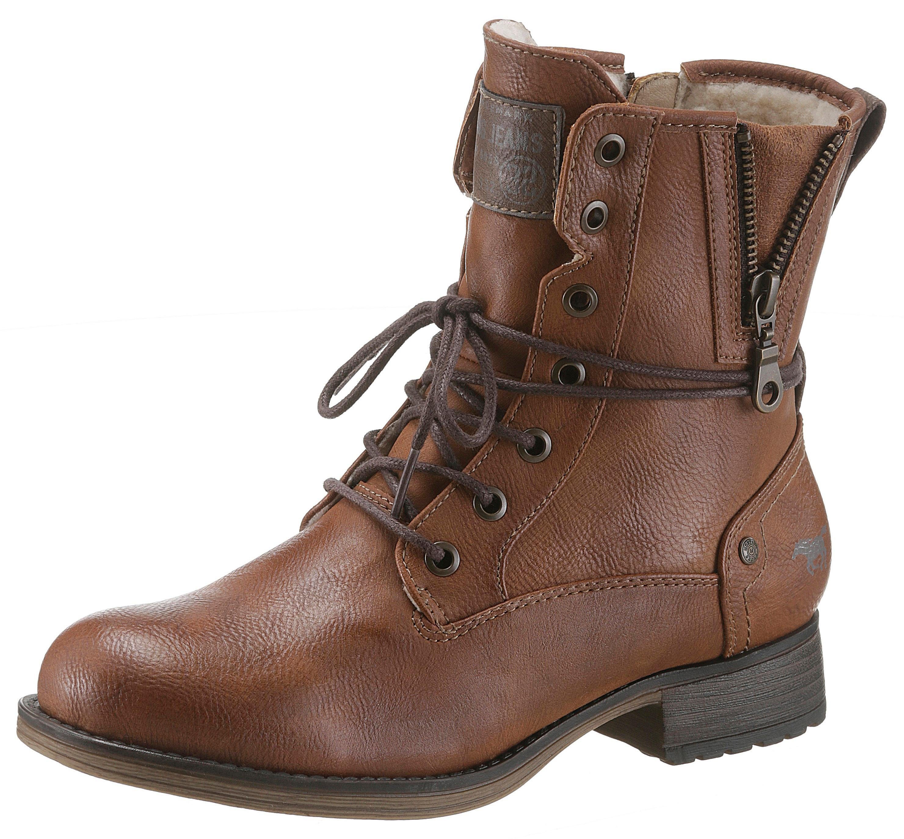 Mustang Shoes Winterboots, Blockabsatz, Winterstiefelette, Schnürboots günstig online kaufen