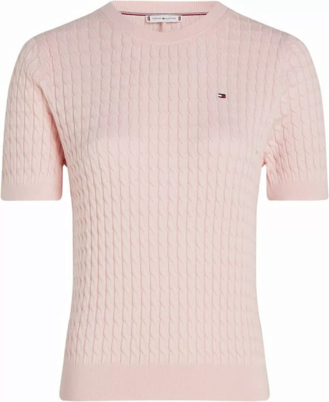 Tommy Hilfiger Kurzarmpullover CO CABLE RWB C-NK SS SWT mit Mini-Zopfmuster günstig online kaufen