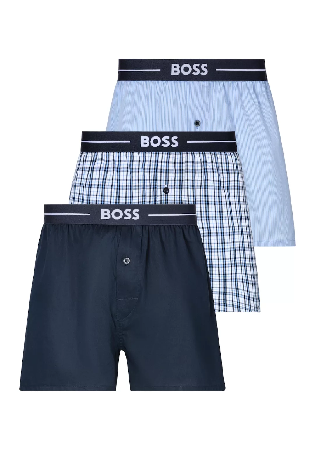 BOSS Boxershorts "3P Woven Boxer 10255001 01", (Packung, 3 St., 3er), mit B günstig online kaufen